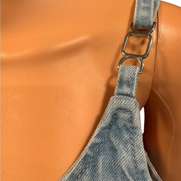 NWOT LONE STAR Denim Jean Lightly Distressed Bustier Light Wash Crop Large - Picture 8 of 11